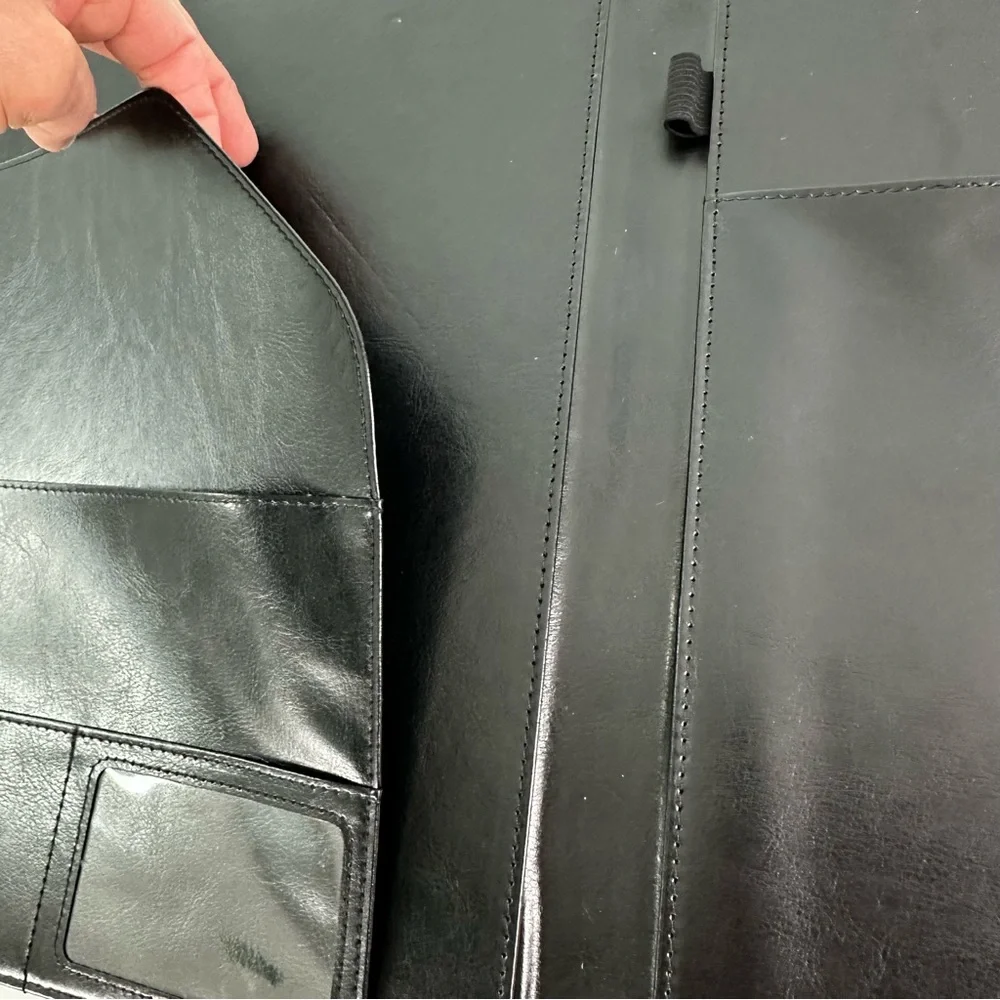 Sooez Premium PU Faux Leather Black Padfolio with Clipboard Front